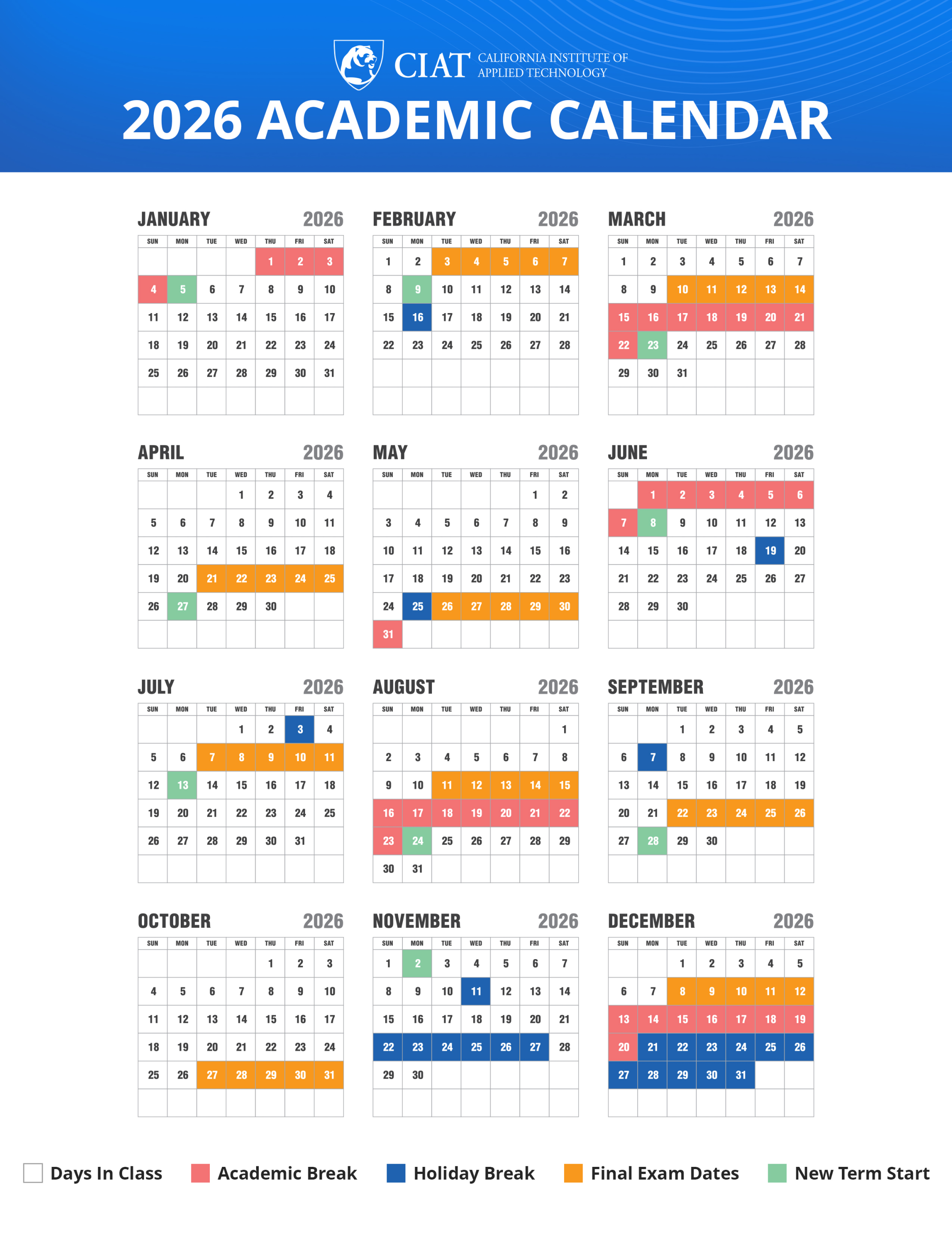 2026 Academic Calendar